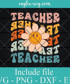 Retro Teacher Daisy Colorful - Elementary School Teacher Svg, Png, Cricut & Silhouette