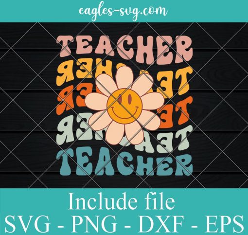 Retro Teacher Daisy Colorful - Elementary School Teacher Svg, Png, Cricut & Silhouette