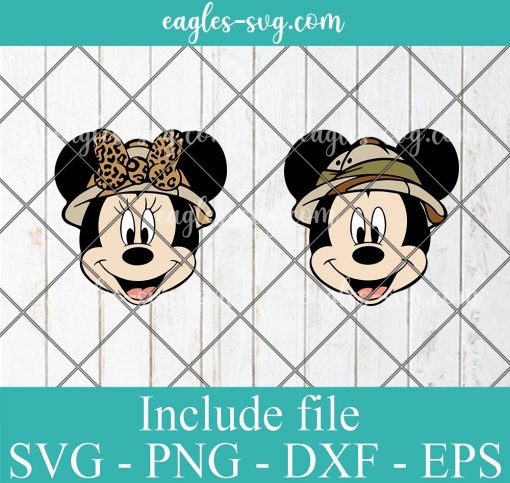 Safari Disney Mouse Head Mickey & Minnie Svg, Png, Cricut & Silhouette