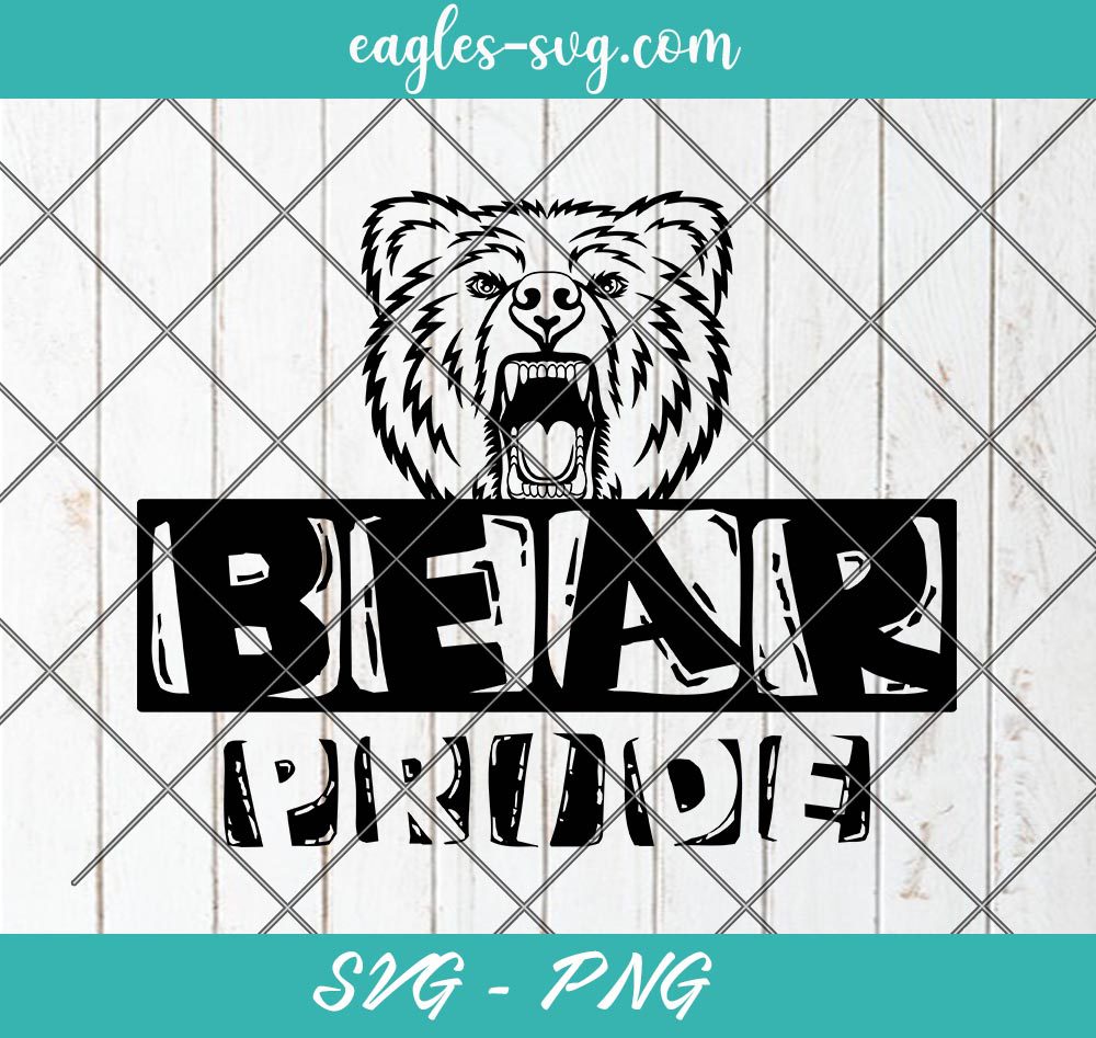 Bear Pride Mascot School Sport Svg, Cut Files for Cricut & Silhouette, Png