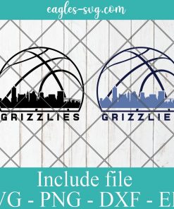 Memphis Grizzlies City Skyline Svg, Memphis City Tennessee Skyline Svg, Basketball Svg, Png, Cricut & Silhouette
