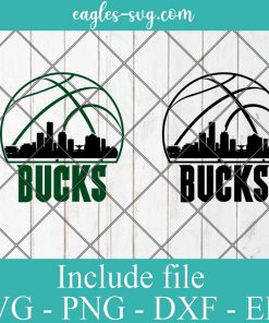 Milwaukee Bucks City Skyline Svg, Milwaukee City Wisconsin Skyline Svg, Basketball Svg, Png, Cricut & Silhouette