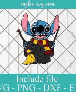 Stitch Harry Potter Blue Alien Wizard With Scarf Svg, Layered Svg, Png, Cricut & Silhouette