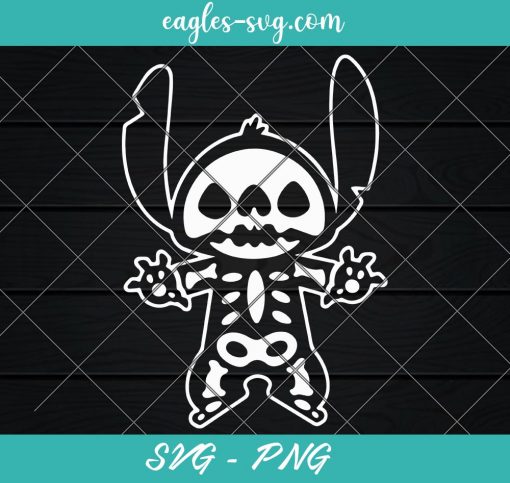 Stitch Skeleton Happy Halloween Svg, Cut Files for Cricut & Silhouette, Png