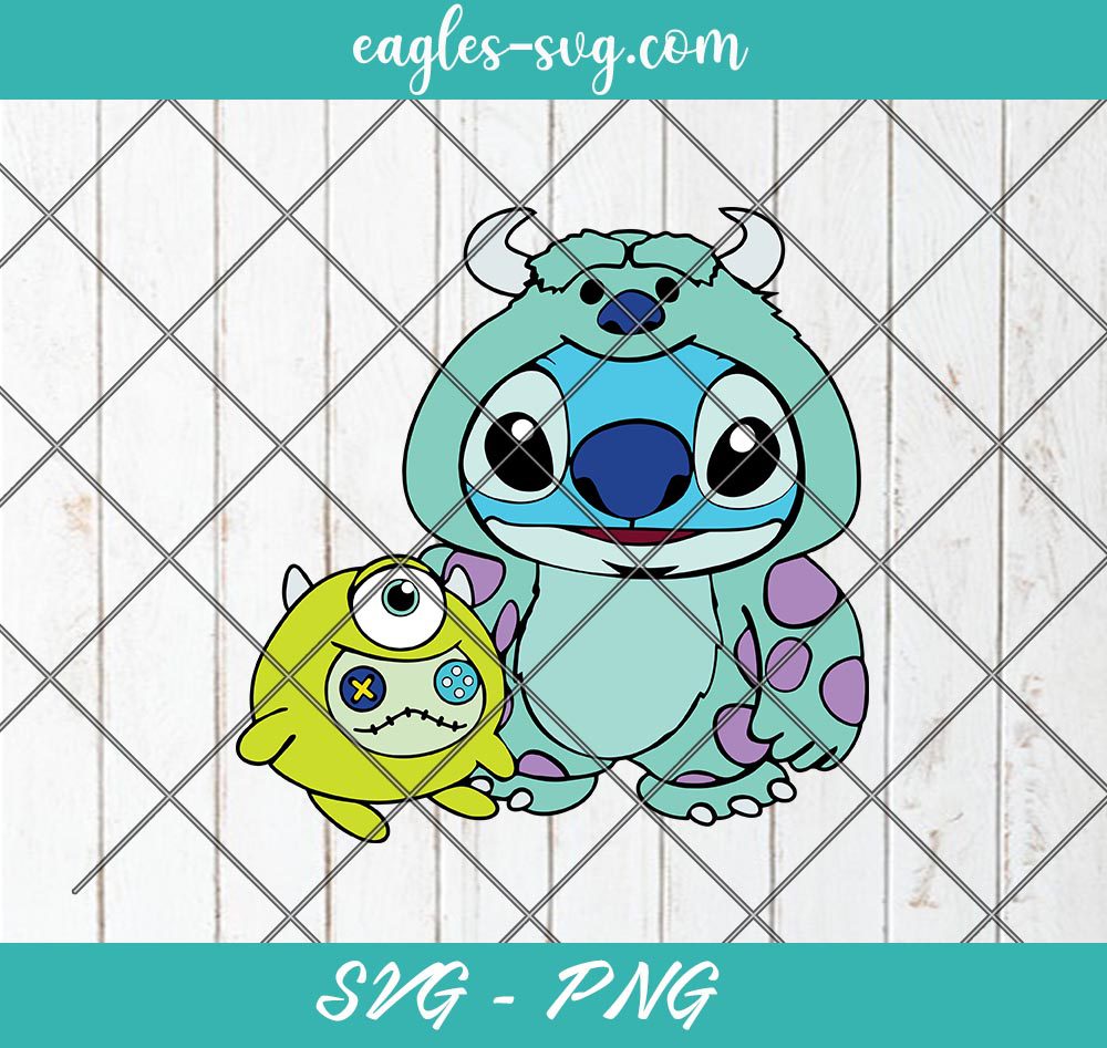 Stitch Sully & Mike Monsters Inc Svg, Cut Files for Cricut & Silhouette, Png