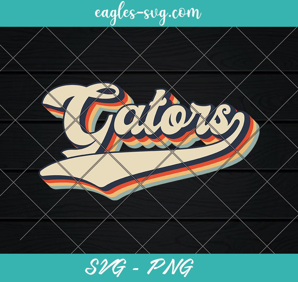 Gators Sports Name Vintage Retro Svg, Cut Files, Png Sublimation, Clip Art, Gators Mascot Retro PNG, SVG