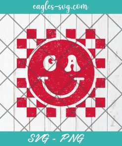 Georgia Checkered Smiley Distressed & Solid SVG, PNG, Football, Game Day, Touchdown, Sublimation, Cricut