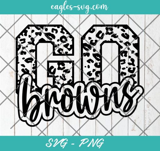 Go Browns Leopard SVG, Browns Football Svg, Custom Mascot Svg, Cut Files for Cricut & Silhouette, Png, Custom Color Change