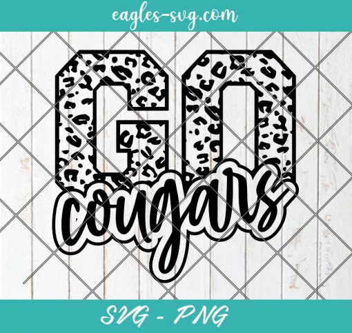 Go Cougars Leopard SVG, Cougars Cheer Mom Svg, Custom Mascot Svg, Cut Files for Cricut & Silhouette, Png, Custom Color Change