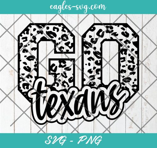 Go Texans Leopard SVG, Texans Football Svg, Custom Mascot Svg, Cut Files for Cricut & Silhouette, Png, Custom Color Change