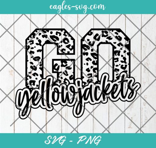 Go Yellow Jackets Leopard SVG, Yellow Jackets Cheer Mascot Svg, Custom Mascot Svg, Cut Files for Cricut & Silhouette, Png, Custom Color Change