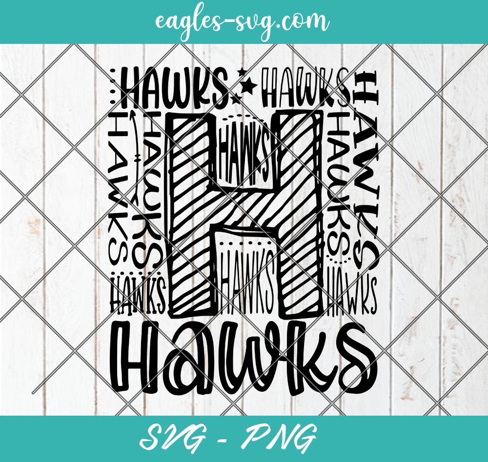 Hawks Typography svg, Hawks SVG, Hawks School Spirit svg, Hawks Mascot Svg, Cut Files for Cricut & Silhouette, Png, Clip Art
