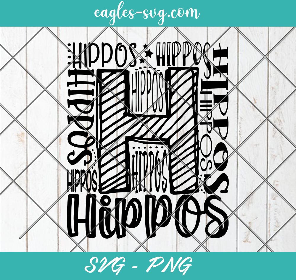 Hippos Typography svg, Hippos SVG, Hippos School Spirit svg, Hippos Mascot Svg, Cut Files for Cricut & Silhouette, Png, Clip Art