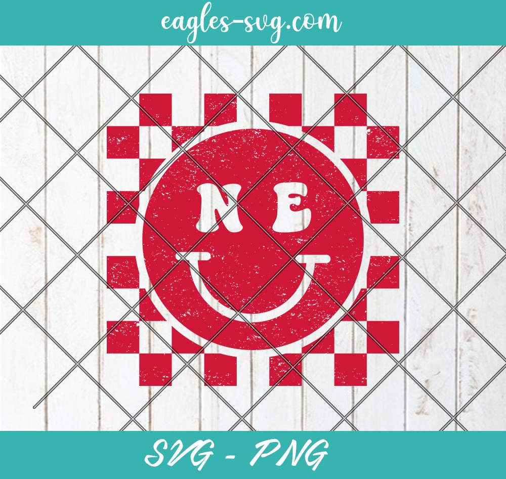 Nebraska Checkered Smiley Distressed & Solid SVG, PNG, Football, Game Day, Touchdown, Sublimation, Cricut