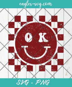 Oklahoma Checkered Smiley Distressed & Solid SVG, PNG, Football, Game Day, Touchdown, Sublimation, Cricut