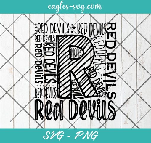Red Devils Typography svg, Red Devils SVG, Red Devils School Spirit svg, Red Devils Mascot Svg, Cut Files for Cricut & Silhouette, Png, Clip Art