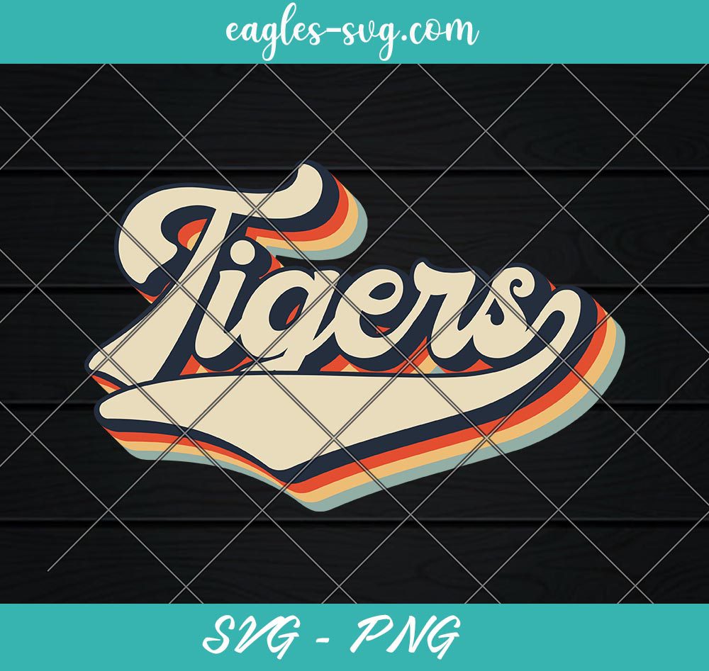 Tigers Sports Name Vintage Retro Svg, Cut Files, Png Sublimation, Clip Art, Tigers Mascot Retro PNG, SVG