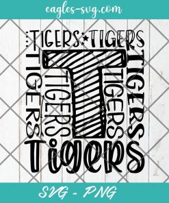 Tigers Typography svg, Tigers SVG, Tigers School Spirit svg, Tigers Mascot Svg, Cut Files for Cricut & Silhouette, Png, Clip Art