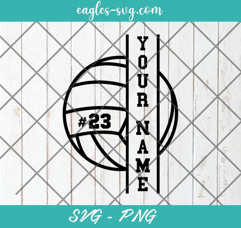 Volleyball Split Monogram SVG, Volleyball Name and Numbers Custom Svg