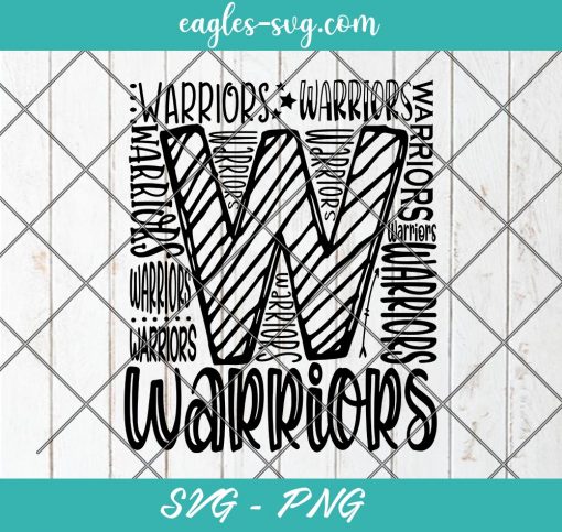 Warriors Typography svg, Warriors SVG, Warriors School Spirit svg, Warriors Mascot Svg, Cut Files for Cricut & Silhouette, Png, Clip Art