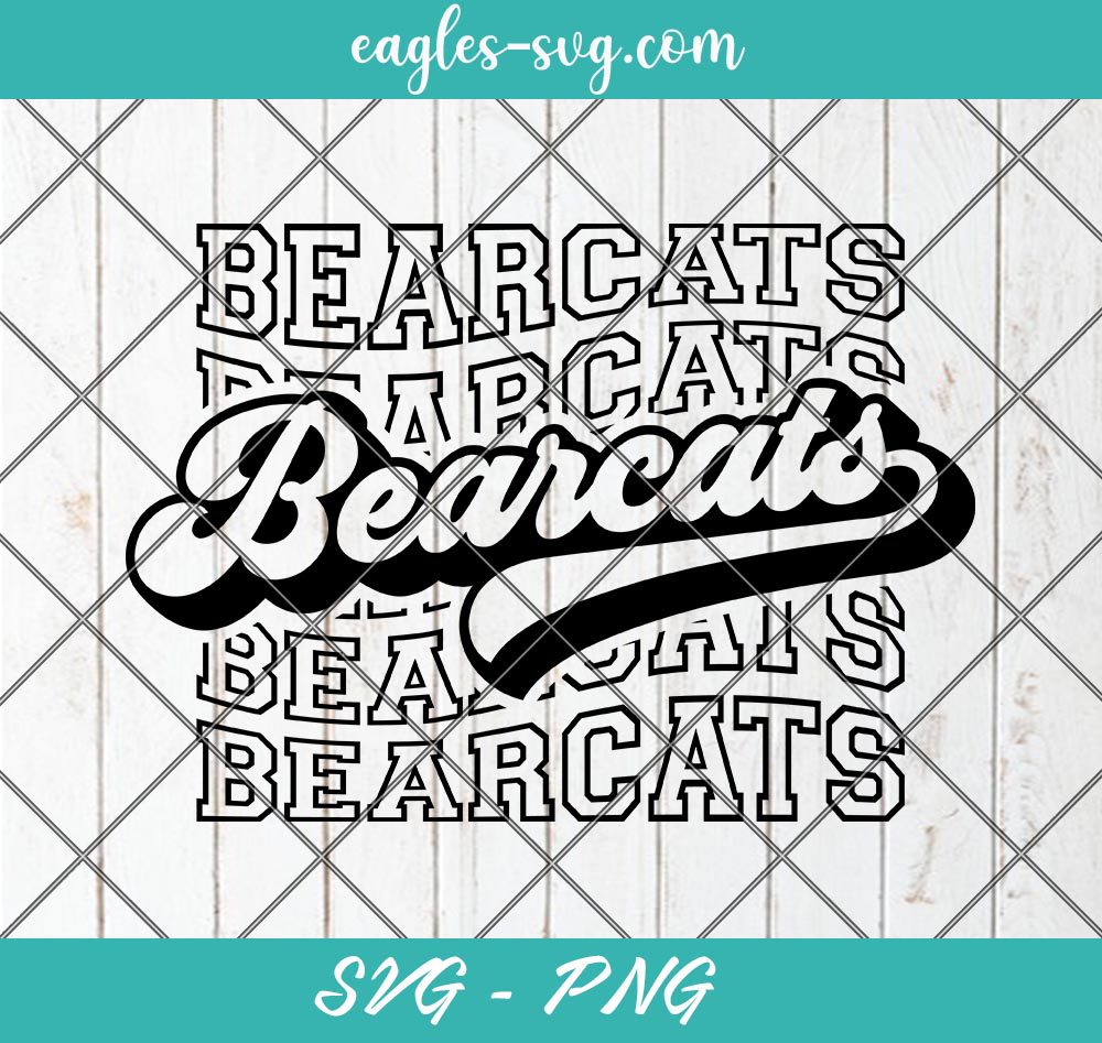Bearcats Echo Svg, School Spirit Retro Svg, Mascot Pride, Bearcats Stacked Svg, Cut Files for Cricut & Silhouette, Png, Custom