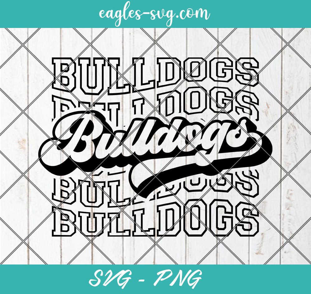 Bulldogs Echo Svg, School Spirit Retro Svg, Mascot Pride, Bulldogs Stacked Svg, Cut Files for Cricut & Silhouette, Png, Custom
