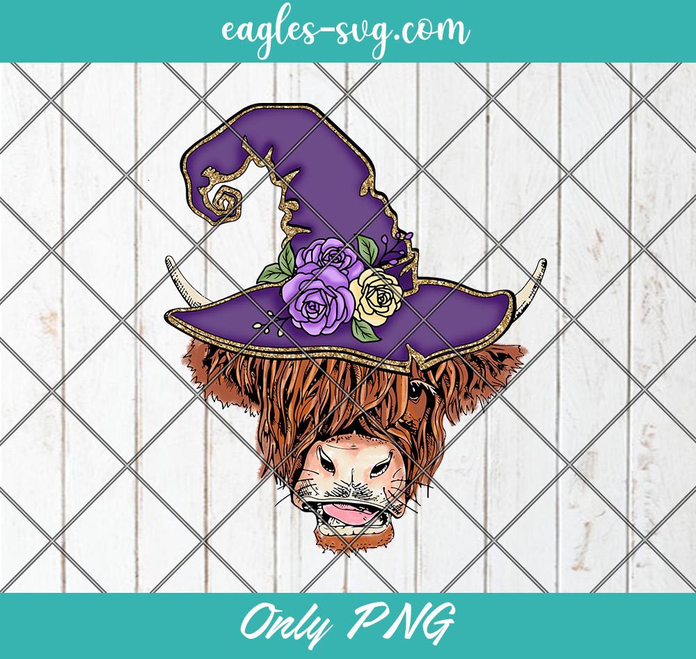 Cow With Hat Witches Halloween Png Sublimation, Halloween Sublimation Design