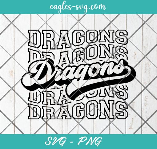 Dragons Echo Svg, School Spirit Retro Svg, Mascot Pride, Dragons Stacked Svg, Cut Files for Cricut & Silhouette, Png, Custom