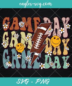 Game Day Retro Football Lightning Svg, Tis the season Svg, Autumn Svg, Fall Football Season Svg Cricut, Png Sublimation