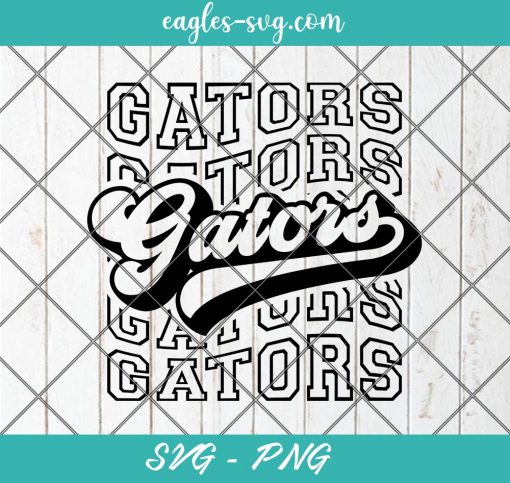 Gators Echo Svg, School Spirit Retro Svg, Mascot Pride, Gators Stacked Svg, Cut Files for Cricut & Silhouette, Png, Custom