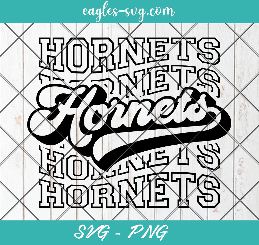 Hornets Echo Svg, School Spirit Retro Svg, Mascot Pride, Hornets Stacked Svg, Cut Files for Cricut & Silhouette, Png, Custom