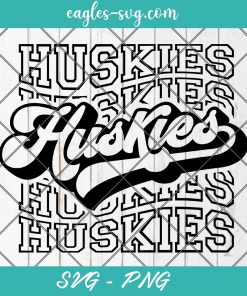 Huskies Echo Svg, School Spirit Retro Svg, Mascot Pride, Huskies Stacked Svg, Cut Files for Cricut & Silhouette, Png, Custom