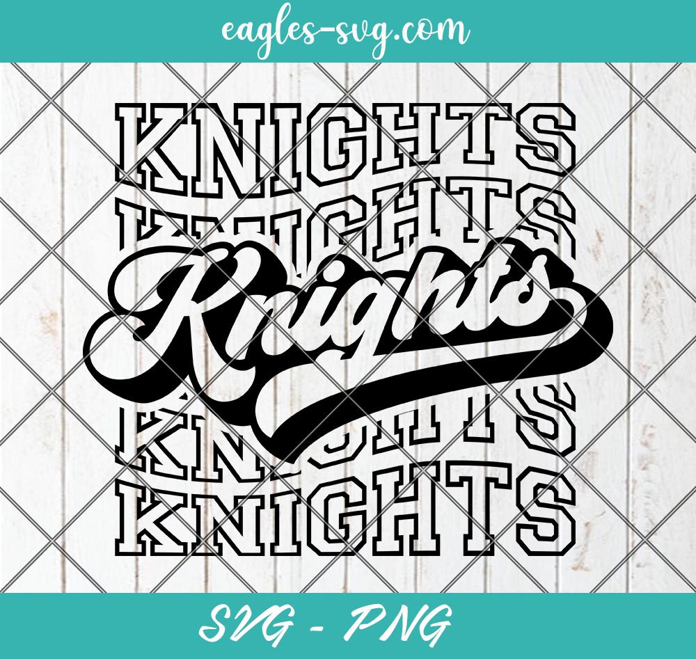 Knights Echo Svg, Knights Spirit Retro Svg, Mascot Pride, Knights Stacked Svg, Cut Files for Cricut & Silhouette, Png, Custom