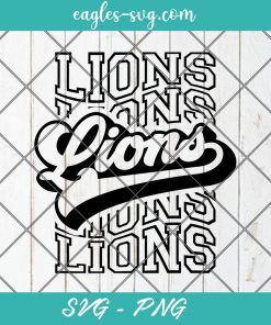 Lions Echo Svg, Lions Spirit Retro Svg, Mascot Pride, Lions Stacked Svg, Cut Files for Cricut & Silhouette, Png, Custom