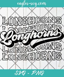 Longhorns Echo Svg, Longhorns Spirit Retro Svg, Mascot Pride, Longhorns Stacked Svg, Cut Files for Cricut & Silhouette, Png, Custom