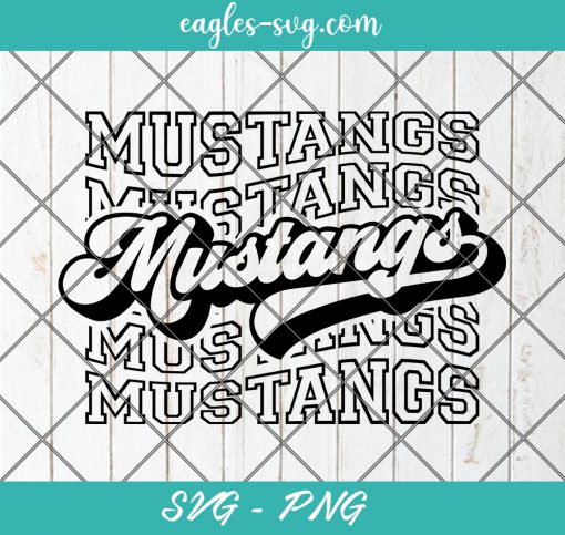 Mustangs Echo Svg, Mustangs Spirit Retro Svg, Mascot Pride, Mustangs Stacked Svg, Cut Files for Cricut & Silhouette, Png, Custom
