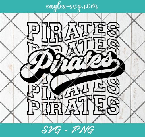 Pirates Echo Svg, Pirates Spirit Retro Svg, Mascot Pride, Pirates Stacked Svg, Cut Files for Cricut & Silhouette, Png, Custom