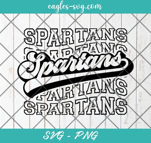 Spartans Echo Svg, School Spirit Retro Svg, Mascot Pride, Spartans Stacked Svg, Cut Files for Cricut & Silhouette, Png, Custom
