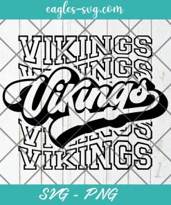 Vikings Echo Svg, School Spirit Retro Svg, Vikings Pride, Mascot Stacked Svg, Cut Files for Cricut & Silhouette, Png, Custom