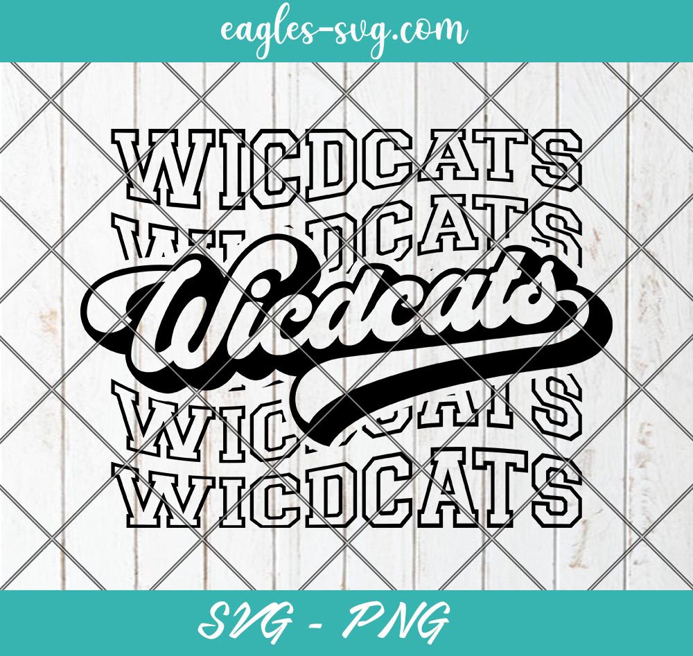 Wildcats Echo Svg, School Spirit Retro Svg, Wildcat Pride, Wildcats Stacked Svg, Cut Files for Cricut & Silhouette, Png, Custom