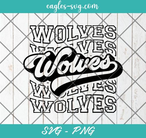 Wolves Echo Svg, School Spirit Retro Svg, Wolves Pride, Wolves Stacked Svg, Cut Files for Cricut & Silhouette, Png, Custom
