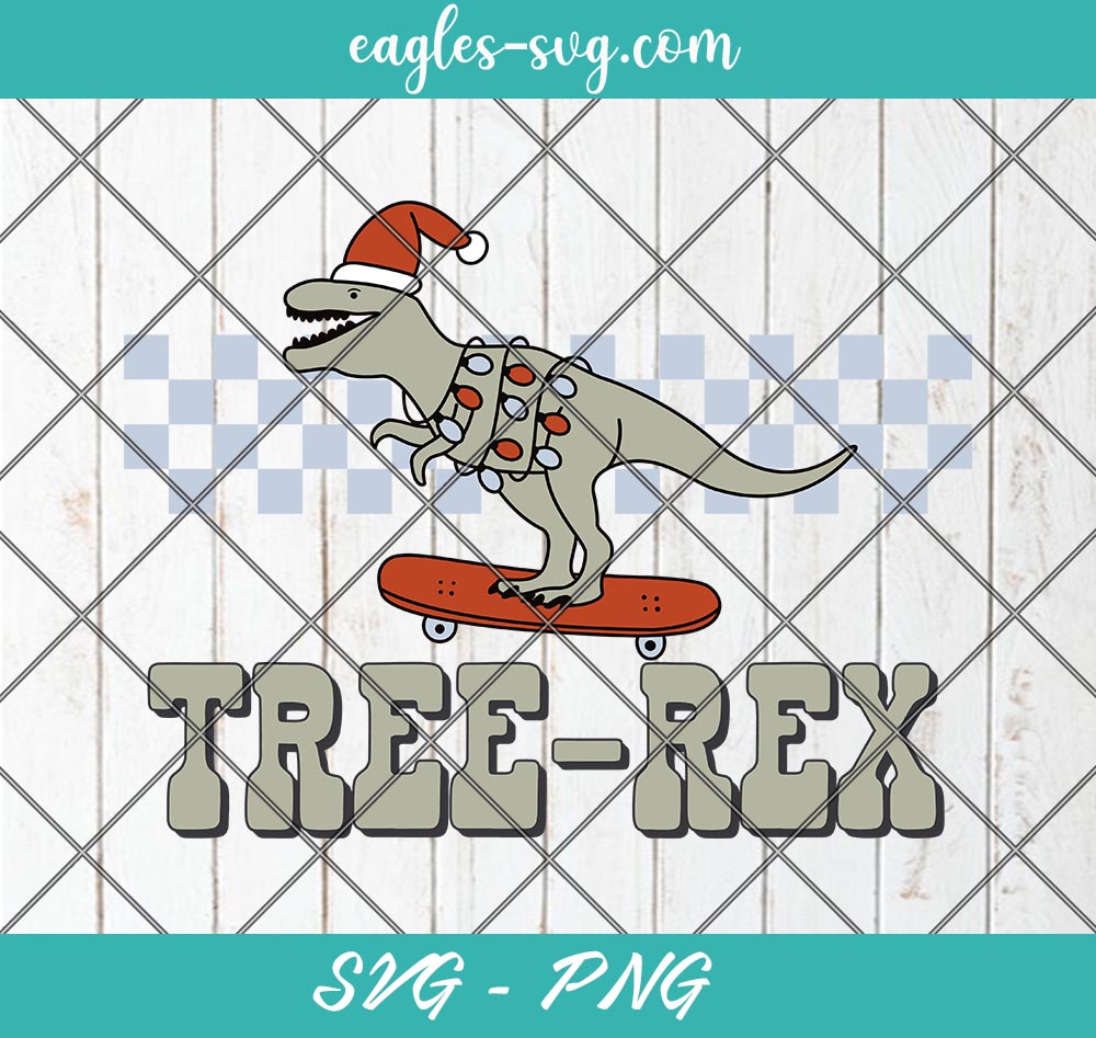 Boy Christmas Tree Rex Skateboard SVG PNG Cricut ClipArt Sublimation