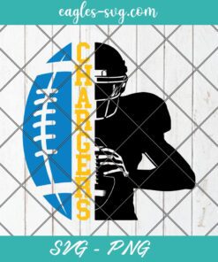 Chargers football half player SVG PNG Cricut ClipArt, Chargers team SVG, Los Angeles Chargers Football SVG, Cut file