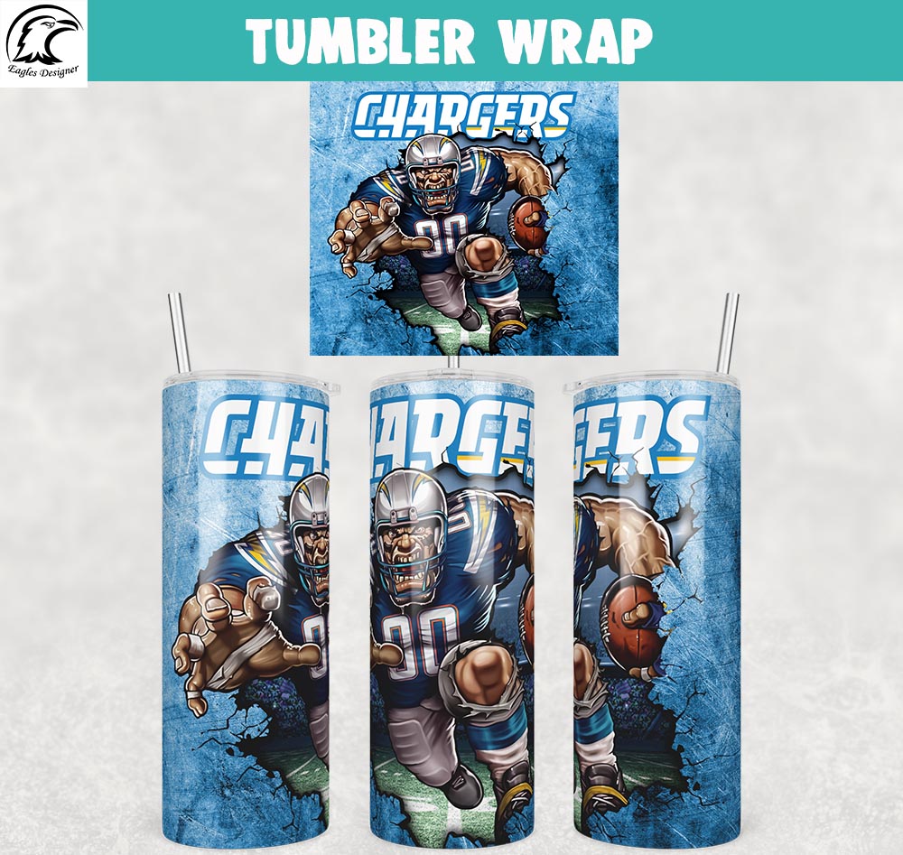 Los Angeles Chargers Mascot Art Tumbler Wrap
