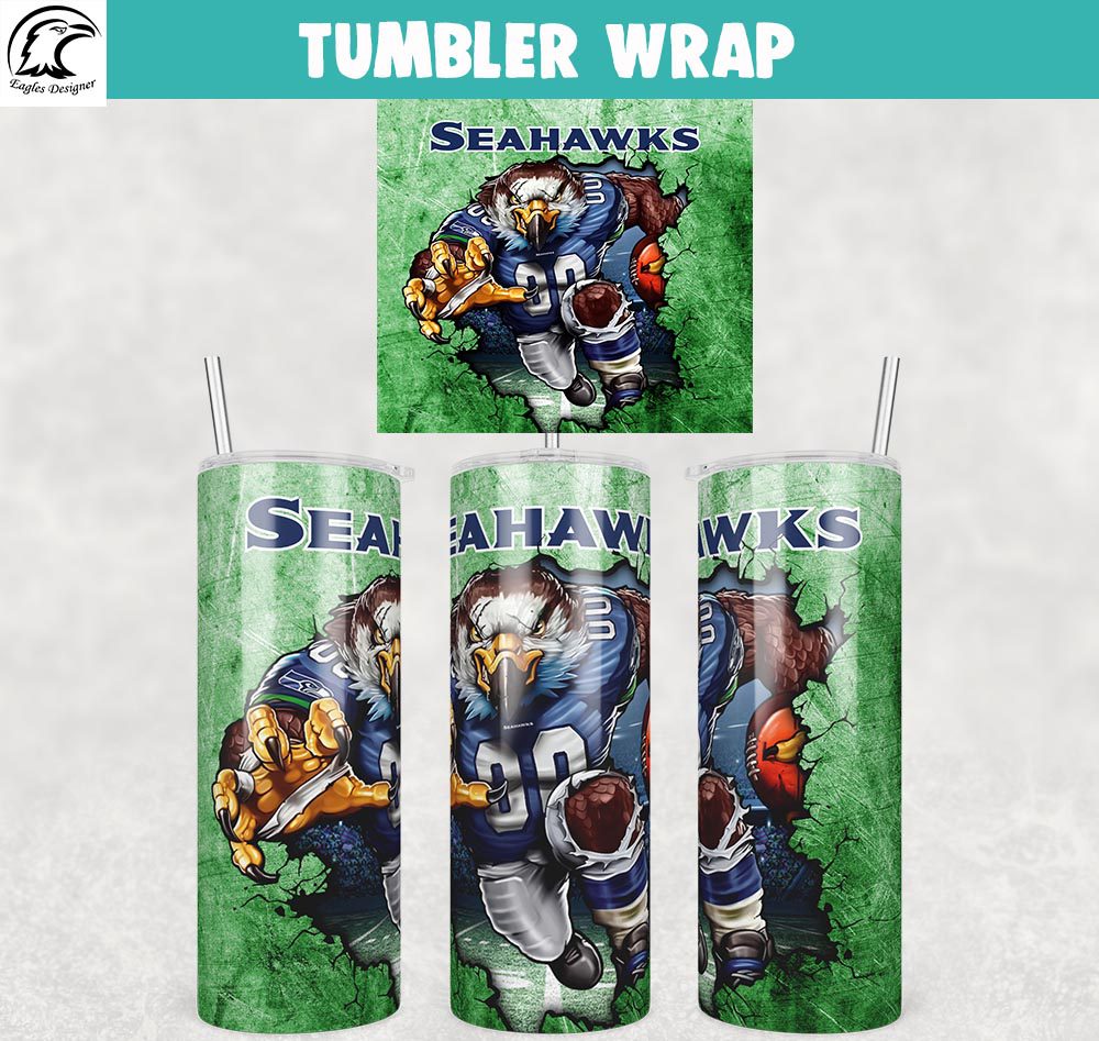 Seattle Seahawks Mascot Art Tumbler Wrap PNG File Digital Download