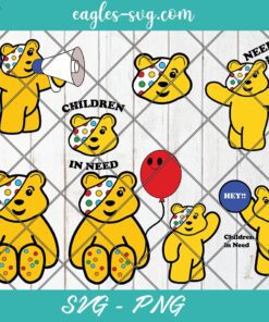 Children in Need Pudsey Bear SVG PNG Bundle - Red Nose Day SVG - charity raising SVG