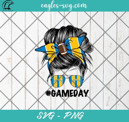 Los Angeles Chargers Mom SVG PNG, Los Angeles Chargers Gameday Messy Bun SVG PNG Cricut Cameo Sublimation Files