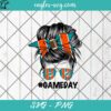 Miami Dolphins Mom SVG PNG, Miami Dolphins Gameday Messy Bun SVG PNG Cricut Cameo Sublimation Files