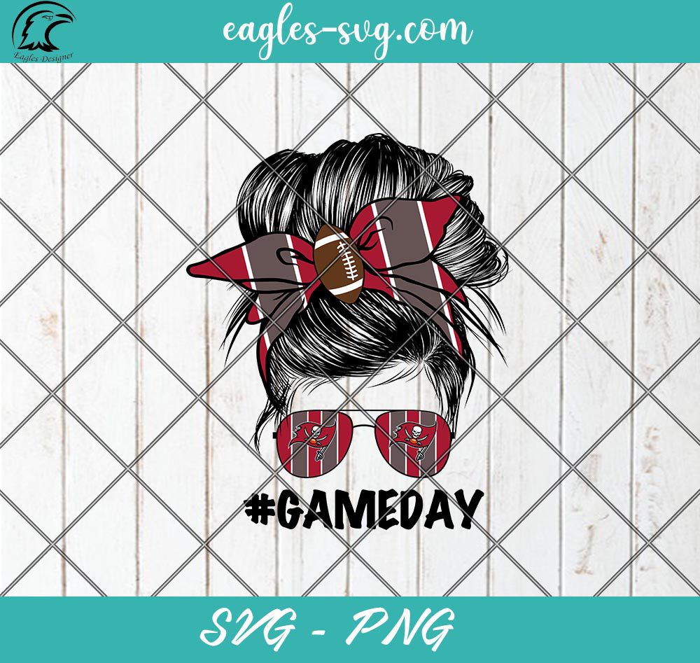 Tampa Bay Buccaneers Mom SVG PNG, Tampa Bay Buccaneers Gameday Messy Bun SVG PNG Cricut Cameo Sublimation Files