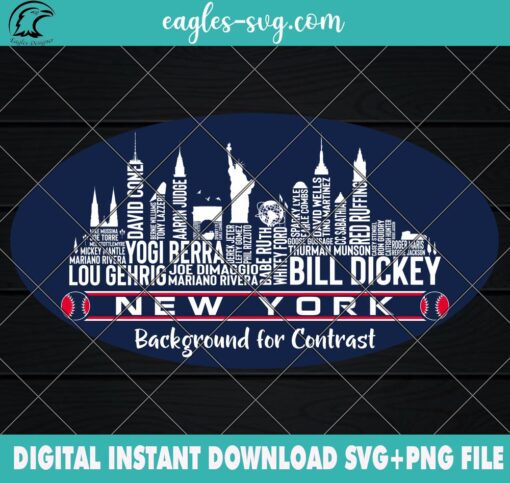 New York Yankees Team All Time Legends Graphic Skyline SVG PNG Files Cricut Sublimation Digital Download, New York City Skyline Baseball design SVG PNG